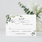 エレガントユーカリ水カラーフローラ結婚ズ 出欠カード (スタンド正面)