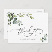 エレガントユーカリ水彩フローラありがとう ポストカード (正面/裏面)