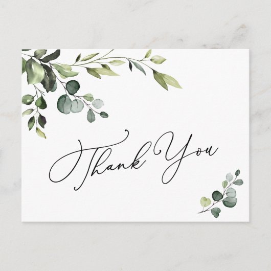 エレガントユーカリ水彩フローラありがとう ポストカード (正面)