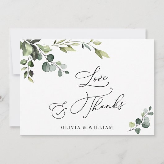 エレガントユーカリ水彩フローラ サンキューカード (正面)