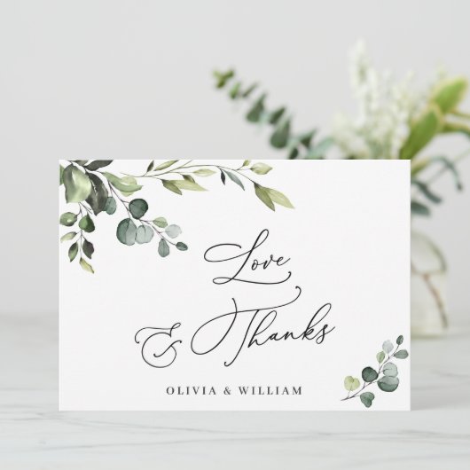 エレガントユーカリ水彩フローラ サンキューカード (スタンド正面)