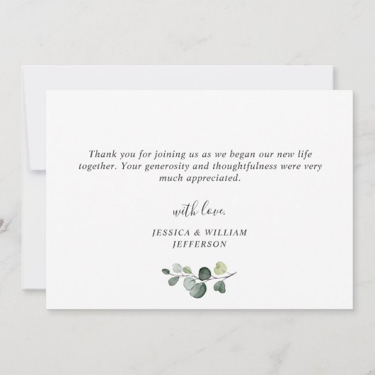 エレガントユーカリ水彩フローラ サンキューカード (裏面)