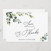 エレガントユーカリ水彩フローラ サンキューカード (正面/裏面)