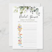 エレガントユーカリ水彩ブライダルシャワーゲーム 招待状 (正面)