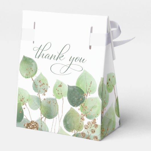 エレガントユーカリ水彩結婚式の引き出物箱 フェイバーボックス (裏面サイド)