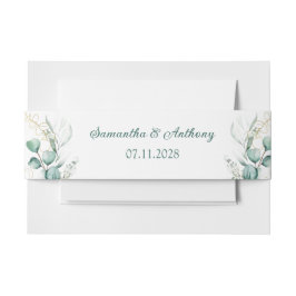 エレガントユーカリ水彩緑結婚草 招待状ベリーバンド