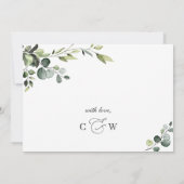 エレガントユーカリ水彩緑結婚草 招待状 (裏面)