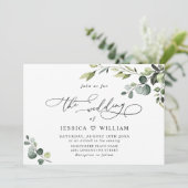 エレガントユーカリ水彩緑結婚草 招待状 (スタンド正面)