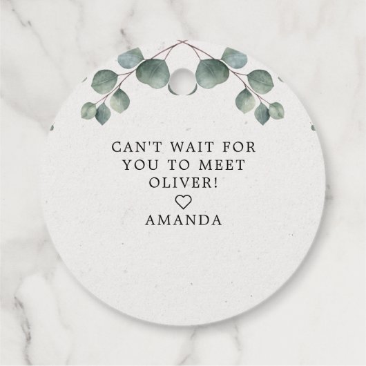 エレガントユーカリ水彩OH赤ちゃんシャワー フェイバータグ (裏面)