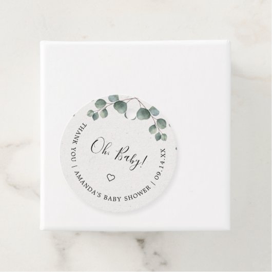エレガントユーカリ水彩OH赤ちゃんシャワー フェイバータグ (インサイチュ)