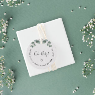 エレガントユーカリ水彩OH赤ちゃんシャワー フェイバータグ