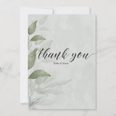 エレガントユーカリ水色フローラ結婚ズ サンキューカード (正面)