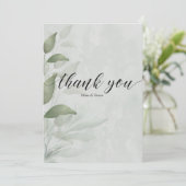 エレガントユーカリ水色フローラ結婚ズ サンキューカード (スタンド正面)