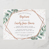 エレガントユーカリ洗礼又は《キリスト教》洗礼式や命名式実在 箔招待状 (正面)