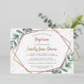 エレガントユーカリ洗礼又は《キリスト教》洗礼式や命名式実在 箔招待状 (立ち正面)