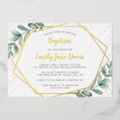 エレガントユーカリ洗礼又は《キリスト教》洗礼式や命名式実在 箔招待状 (正面)