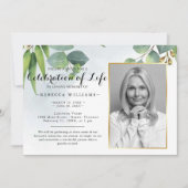 エレガントユーカリ生命の写真お祝い 招待状 (正面)