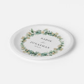 エレガントユーカリ素朴金ゴールド結婚植物学 ペーパープレート (アングル)