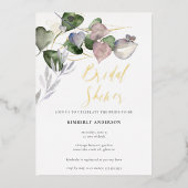 エレガントユーカリ結婚グリネリーブライダルシャワー 箔招待状 (正面)