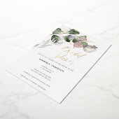 エレガントユーカリ結婚グリネリーブライダルシャワー 箔招待状 (回転した状態)