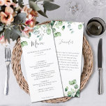 エレガントユーカリ結婚グリー感謝していユー メニュー<br><div class="desc">私たちの"Airy Eucalyptus and 金ゴールドエレガントなウェディング"コレクションとコーディネートするために作成されたこのカスタマイズ可能なメニュー結婚は、あらゆる人に最適でスタイリッシュエレガント、結婚披露宴。繊細で柔らかい緑とコンテンポラリー金色の斑点を補ったユーカリ葉スフォントの風通しの花束を特徴として、このメニューは簡単にカスタマイズ可能で、新郎新婦の名前を含む結婚と、の日付と上品な灰色ののメニューのオプションモダン。メニューの背面は、ゲストの存在と愛のためにあなたの個人のメッセージと共にカスタマイズ可能であ感謝している。</div>