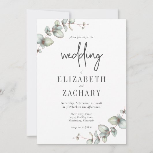 エレガントユーカリ結婚ー 招待状 (正面)
