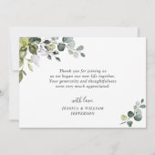 エレガントユーカリ緑の写真結婚の サンキューカード (裏面)