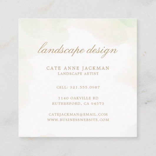 エレガントユーカリ緑の金ゴールド幾何素朴 スクエア名刺 (裏面)