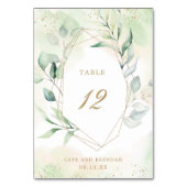 エレガントユーカリ緑金ゴールド幾何結婚物 テーブルナンバー (正面)