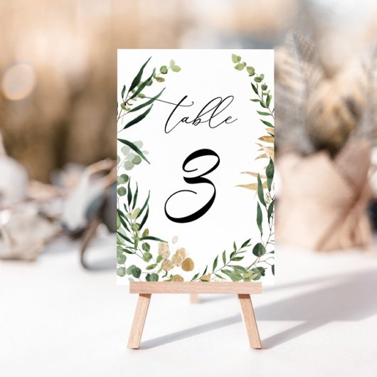 エレガントユーカリ緑金ゴールド箔表番号 テーブルナンバー