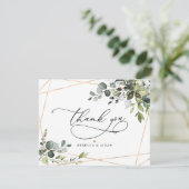 エレガントユーカリ緑金ゴールド結婚ズ サンキューカード (スタンド正面)