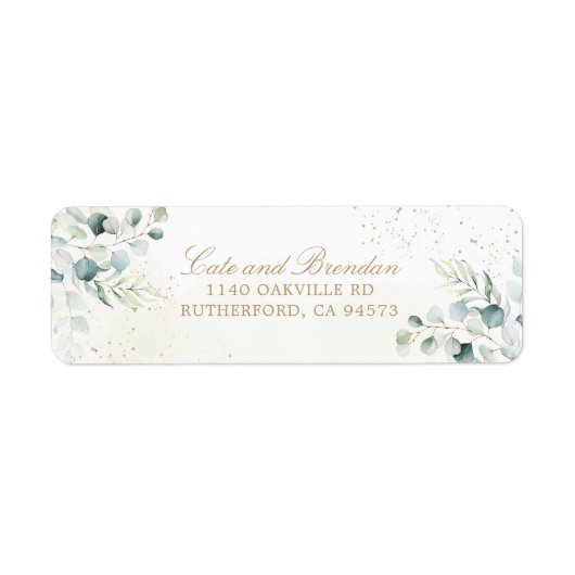 エレガントユーカリ緑金ゴールド結婚ズ ラベル (正面)