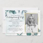 エレガントユーカリ葉お祝い 招待状 (正面)