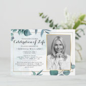 エレガントユーカリ葉お祝い 招待状 (スタンド正面)