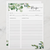 エレガントユーカリ葉キッチンレシピ (正面/裏面)