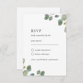 エレガントユーカリ葉スウォーター結婚色 出欠カード (正面/裏面)