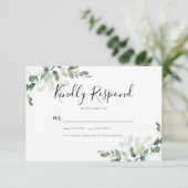 エレガントユーカリ葉スグリー結婚ズ 出欠カード (スタンド正面)