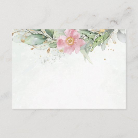 エレガントユーカリ葉スゲネリー金ゴールド結婚ズ サンキューカード (裏面)