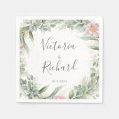 エレガントユーカリ葉スゲネリー金ゴールド結婚ズ スタンダードカクテルナプキン (正面)