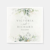 エレガントユーカリ葉スゲネリー金ゴールド結婚ズ スタンダードカクテルナプキン (正面)