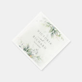 エレガントユーカリ葉スゲネリー金ゴールド結婚ズ スタンダードカクテルナプキン (角)