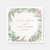 エレガントユーカリ葉スゲネリー金ゴールド結婚ズ スタンダードカクテルナプキン (正面)