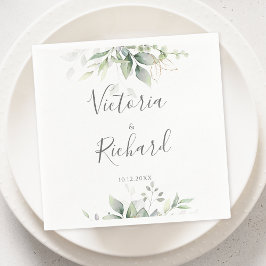 エレガントユーカリ葉スゲネリー金ゴールド結婚ズ スタンダードカクテルナプキン