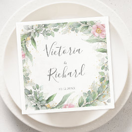 エレガントユーカリ葉スゲネリー金ゴールド結婚ズ スタンダードカクテルナプキン