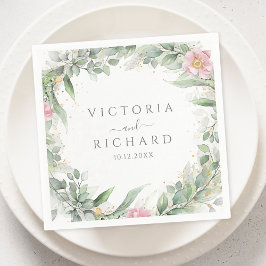 エレガントユーカリ葉スゲネリー金ゴールド結婚ズ スタンダードカクテルナプキン