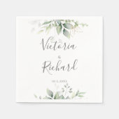 エレガントユーカリ葉スゲネリー金ゴールド結婚ズ スタンダードカクテルナプキン (正面)