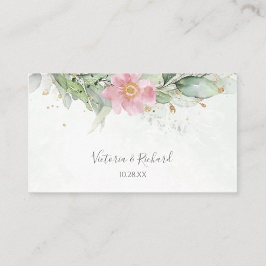 エレガントユーカリ葉スゲネリー金ゴールド結婚ズ プレイスカード (裏面)