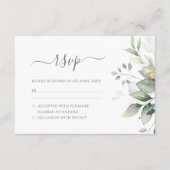 エレガントユーカリ葉スゲネリー金ゴールド結婚ズ 出欠カード (正面)