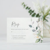 エレガントユーカリ葉スゲネリー金ゴールド結婚ズ 出欠カード (スタンド正面)