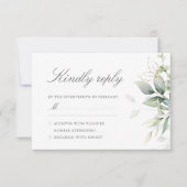 エレガントユーカリ葉スゲネリー金ゴールド結婚ズ 出欠カード (正面)